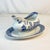 Chinoiserie Antique English Ridgway Porcelain Blue Willow Gravy Boat With Attached Underplate. For Sale - Image 3 of 9