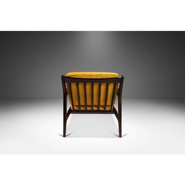 1950s Danish Mid-Century Modern Model 596 Lounge Chair in Beech & Bouclé Attributed to Lawrence Peabody & Ib Kofod Larsen for Selig, Denmark, C. 1950's For Sale - Image 5 of 12