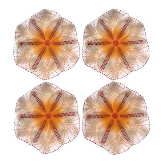 Hand-Painted South African Art Pottery Hexagonal Platters - Set of 4 For Sale