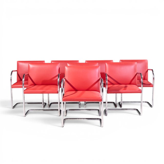 Mies van der Rohe for Knoll BRNO Mid Century Cantilever Chrome Dining Chairs - Set of 8 Each chair measures: 22 wide x 24...