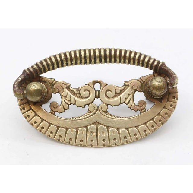 Mid 20th Century Pair of Vintage 4 In. Traditional Cast Brass Bail Drawer Pulls For Sale - Image 5 of 6