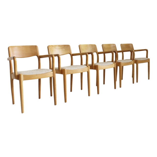 Vintage Dining Room Chairs by Juul Kristensen, 1960s, Set of 5 For Sale