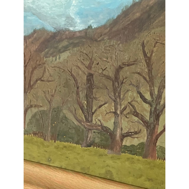 1960s Vintage 1966 Ted M Original Oil Painting Mountain Landscape Signed Framed For Sale - Image 5 of 6