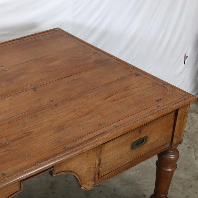 English Antique Anglo-Indian Teakwood Partner’s Writing Table For Sale - Image 3 of 9