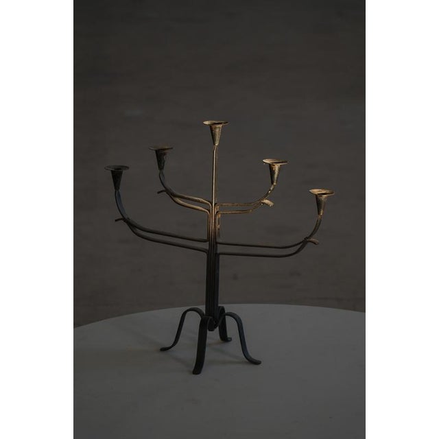 Brutalist Vintage Scandinavian Brutalist Wrought Iron and Metal Candleholder, 1940s For Sale - Image 3 of 18