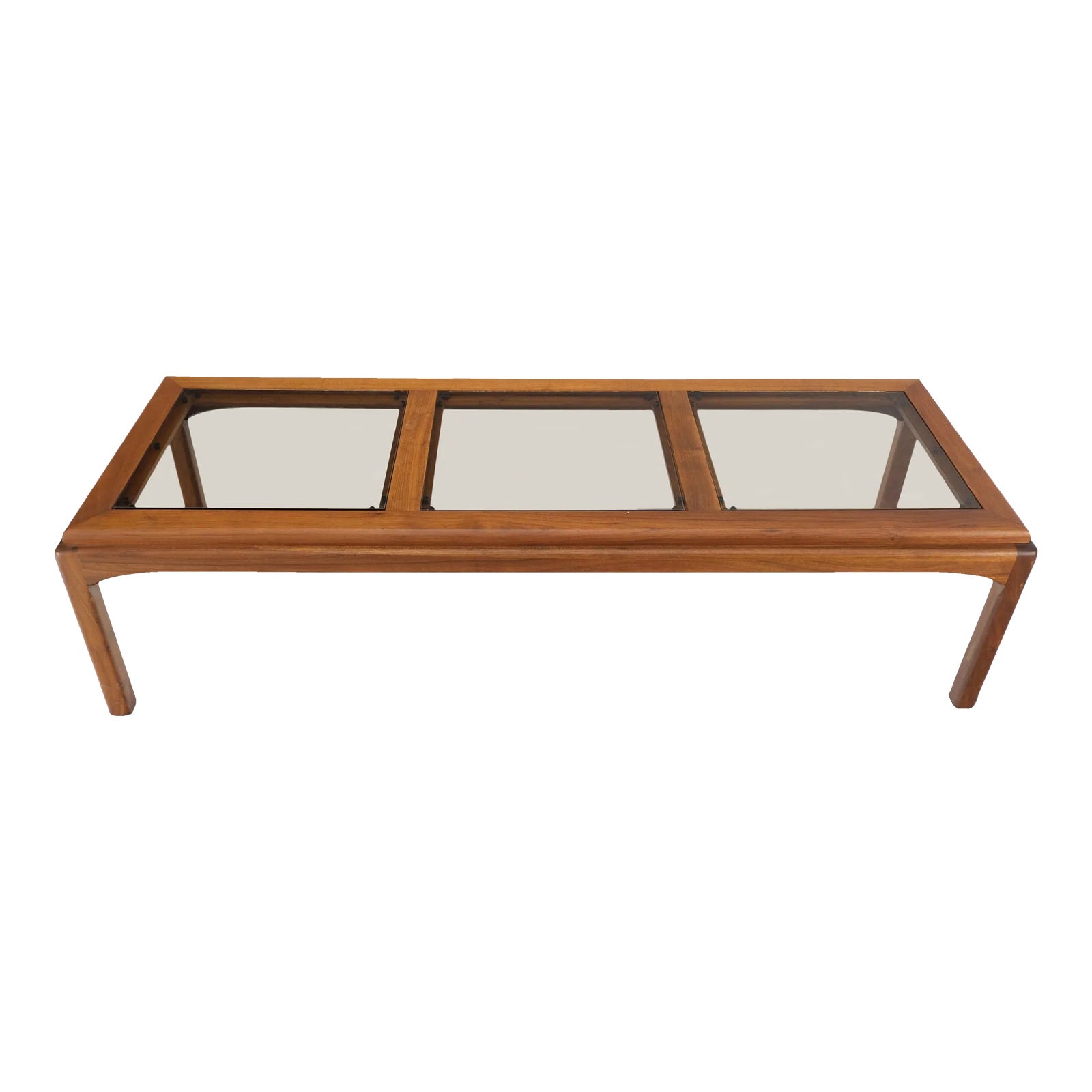 Large Rectangle 3 Smoked Glass Panes Top Solid Oiled Walnut Coffee ...