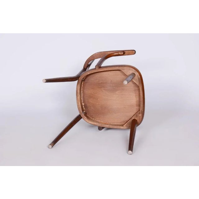 Wood Art Deco Beech Chair with Armrests from Ton, 1940s For Sale - Image 7 of 9