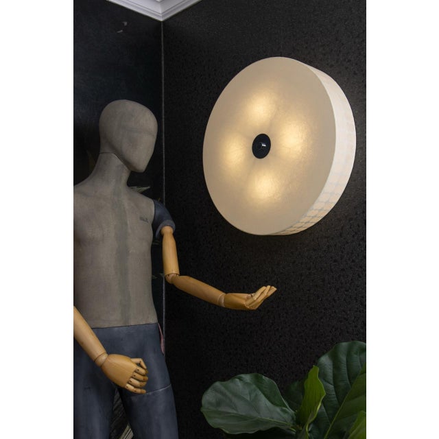 Large Mid-Century Modern Round White Cocoon Flush Mount from Goldkant Leuchten, 1960s For Sale - Image 6 of 18