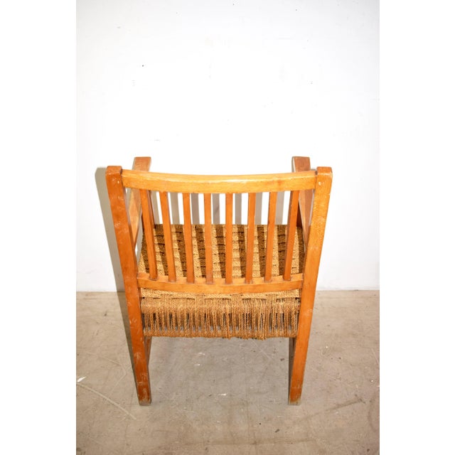 Wood Set of Italian Wood & Cord Lounge Chairs, 1940s For Sale - Image 7 of 15