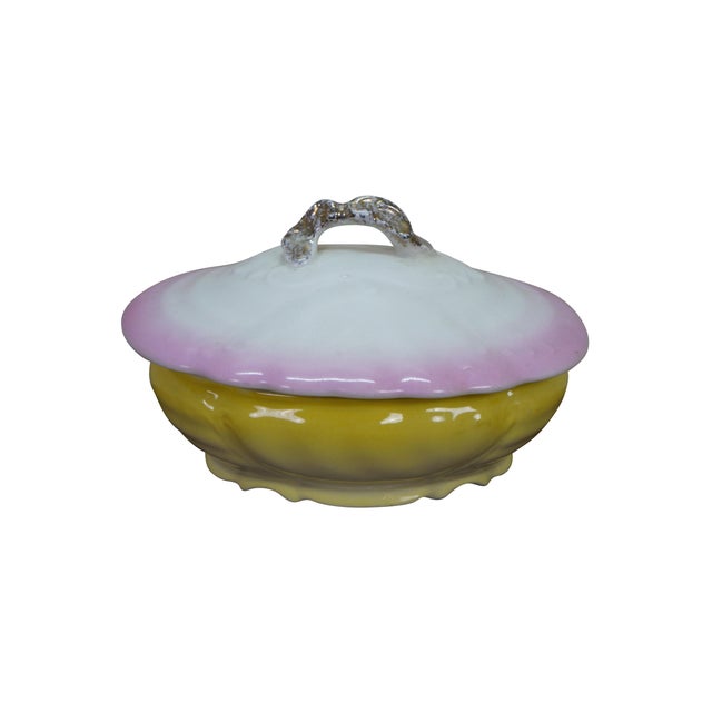 Five antique ceramic porcelain lidded butter dishes / casserole tureens / compotes / chamber pots / trinket boxes. Johnson...