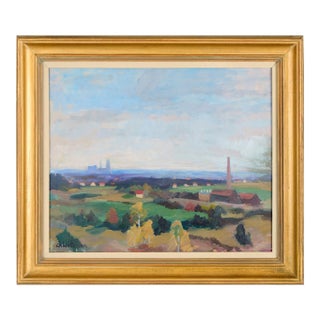 Swedish Vintage Oil Painting, Autumnal View of Stockholm For Sale