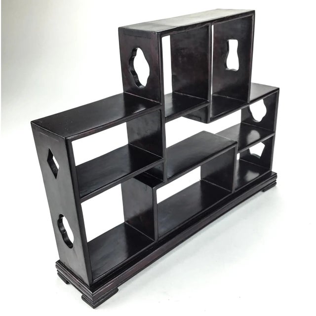 Vintage Chinese Ming Style Miniature Tabletop Rosewood Etagere For Sale - Image 4 of 12