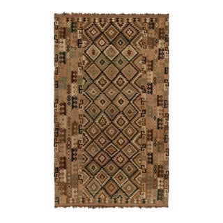 Vintage Afghani Kilim Rug in Beige-Brown, Teal and Black Tribal Pattern For Sale