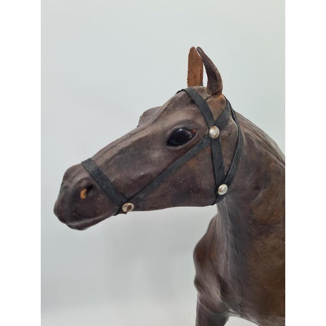 Wood Horse Figurine with Leather, 1960s For Sale - Image 7 of 13