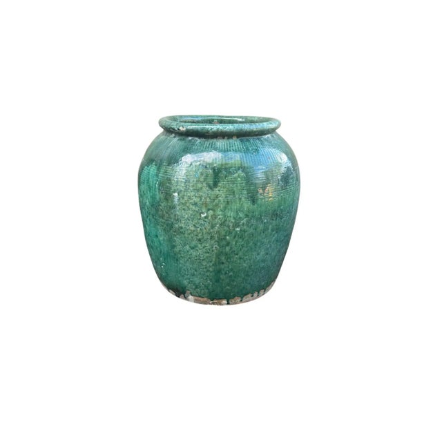 Vintage Chinese Green Glazed Ceramic Soy Sauce Jar For Sale - Image 9 of 10