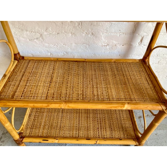 Vintage Italian Wicker and Rattan Shelving Unit, 1970s For Sale - Image 12 of 15