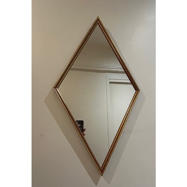 Wood Vintage Diamond-Shaped Mirror, 1970s For Sale - Image 7 of 7