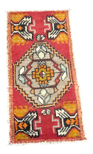 Aztec Vintage Red Turkish Handmade Wool Rug
