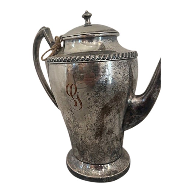 Vintage Silver-Plated Coffee Pot With G Initial For Sale