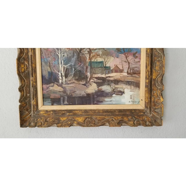 1970s Montreal Artist Guy Duveyre Rural River Landscape Oil on Canvas Painting For Sale In Miami - Image 6 of 11