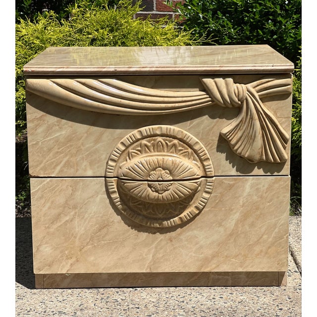 Italian Mid 20th Century Italian Nightstand with Faux Marble Laminate For Sale - Image 3 of 12