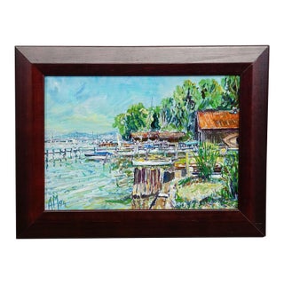 Fraueninsel, Eastern Shore – Oil Painting by Alexander Michael, 1994 For Sale