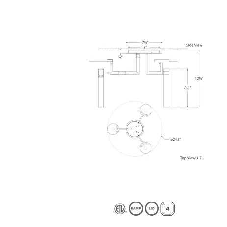 Modern Kelly Wearstler for Visual Comfort Signature Melange Large Floating Disc Semi-Flush Chandelier in Bronze with Alabaster For Sale - Image 3 of 4