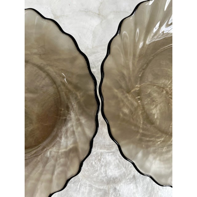 Glass Late 20th Century Arcoroc Smokey Glass Swirl Bowls- Set of 2 For Sale - Image 7 of 9