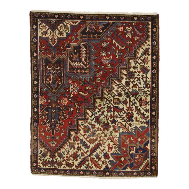 Vintage Persian Heriz Rug, 03'03 X 04'01 For Sale