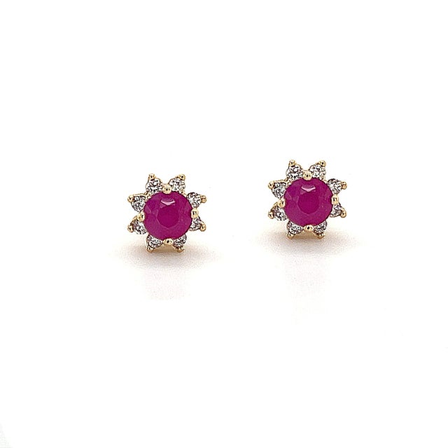 Natural Ruby Diamond Earrings 14k Gold 1.25 TCW Certified For Sale - Image 12 of 14