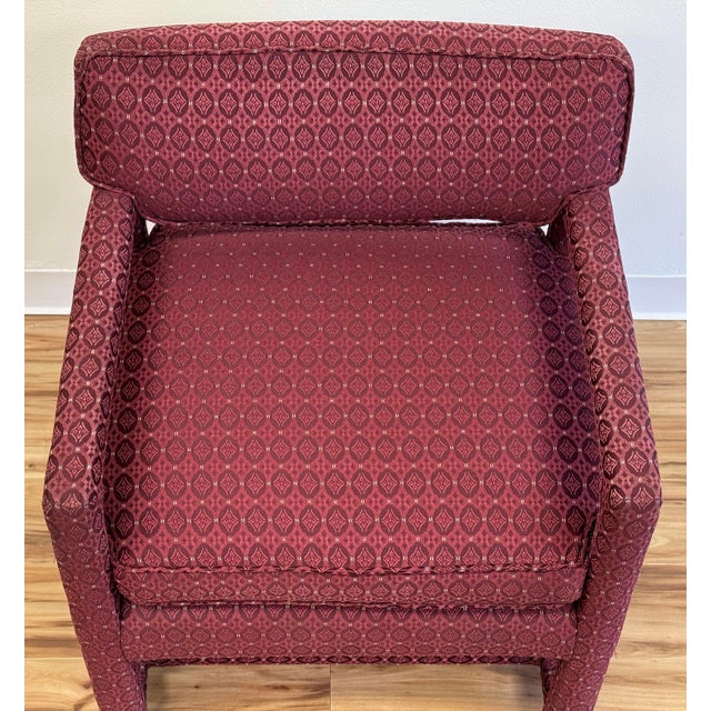 Mid 20th Century Vintage MCM Burgundy Parsons Style Arm Chair For Sale - Image 5 of 11