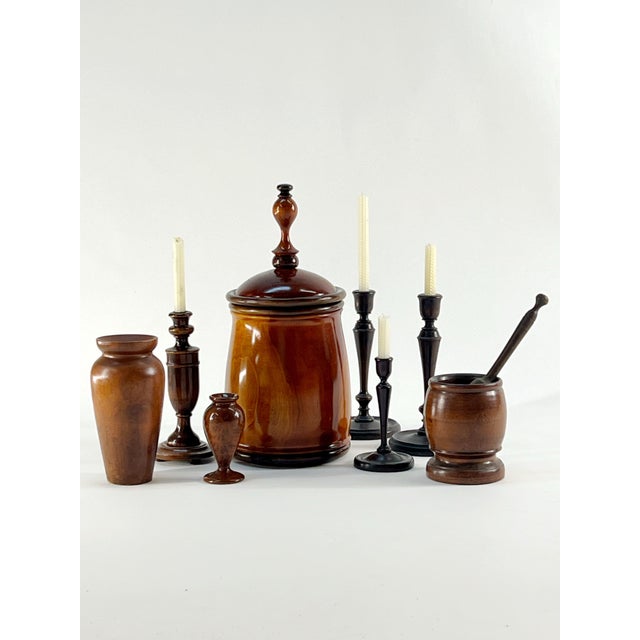 Large Vintage Hand Turnrd Solid Wood Tobacco Urn For Sale - Image 9 of 10