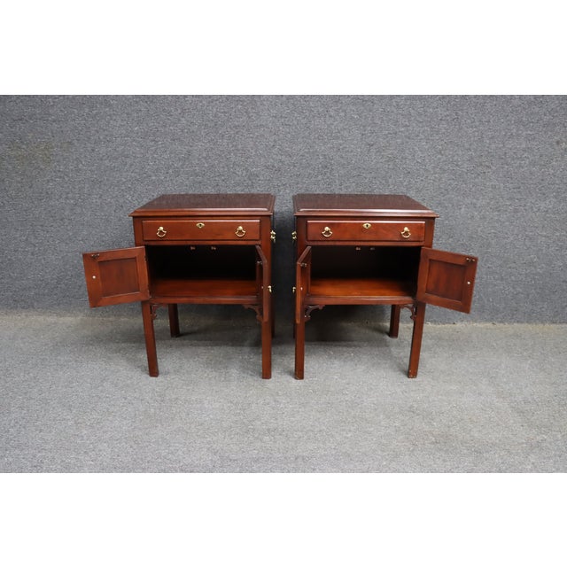 Brown Statton Trutype Americana Cherry Nightstands – Pair For Sale - Image 8 of 16