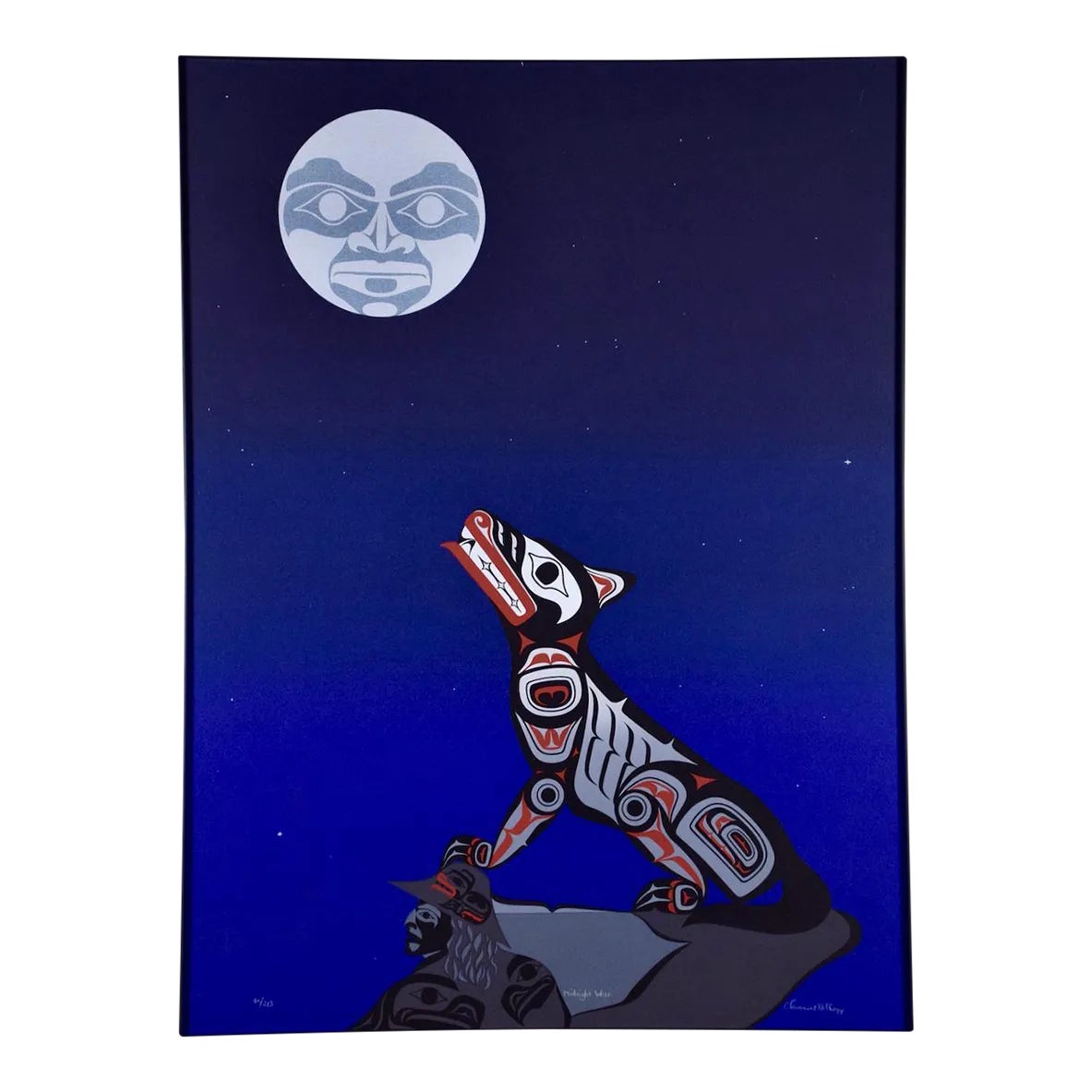 Midnight Wolf: A Limited Edition Clarence Mills Signed Haida Inuit