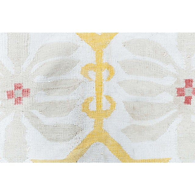 Yellow Doris Leslie Blau Vintage Indian Dhurrie Rug For Sale - Image 8 of 9