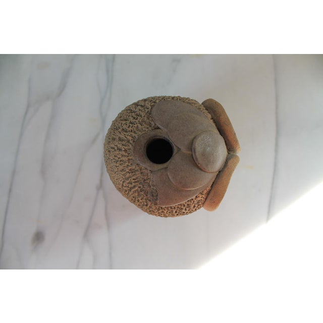 Brown 1980's Studio Art Pottery Owl Bud Vase For Sale - Image 8 of 10