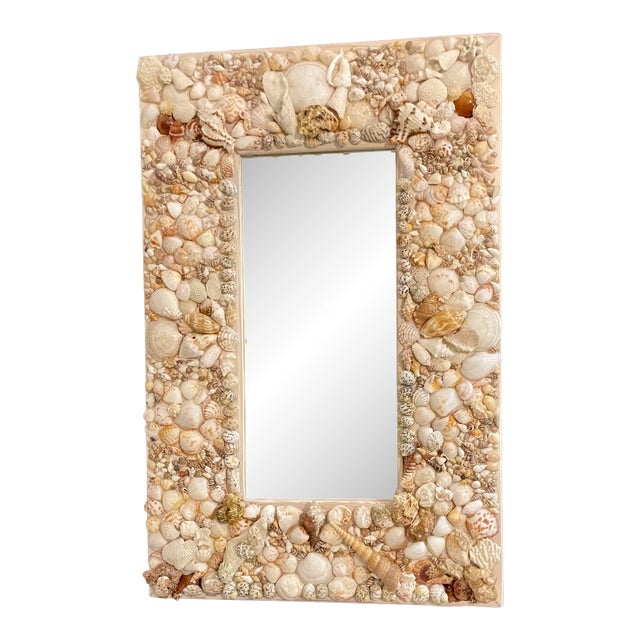 Stunning Brown, Very Intricate Seashell Mirror 17" X 26" For Sale