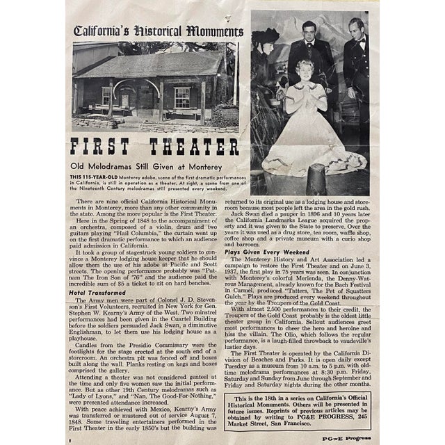 Davis Francis Schwartz "Historic First Theater, Monterey County" Original Watercolor C.1950 For Sale - Image 9 of 10