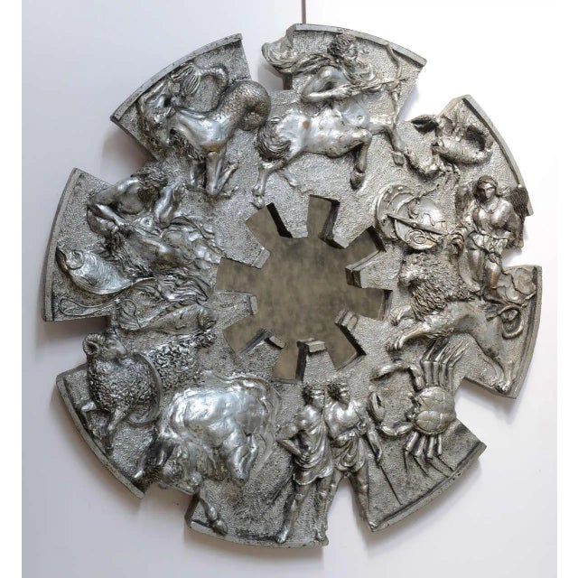 Thank you for looking at my "Finesse Originals" 1970s Metallic Brutalist Zodiac Wall Sculpture Mirror. This unique...