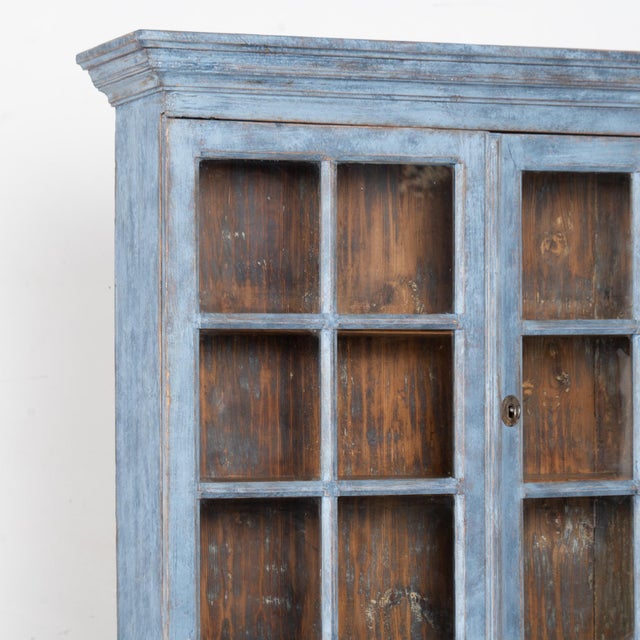 19th Century Mid 19th Century Swedish Blue Painted Pine Secretary For Sale - Image 5 of 14