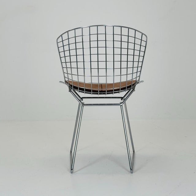 Textile Mid-Century Wire Chrome Side Chair by Harry Bertoia, Italy, 1980s For Sale - Image 7 of 11