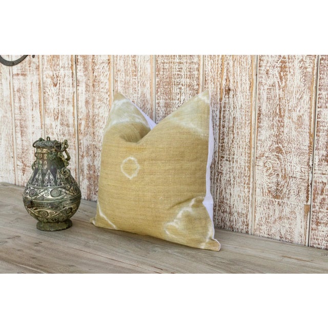 Indian Vintage Eindra Indian Olive Organic Silk Pillow For Sale - Image 3 of 10
