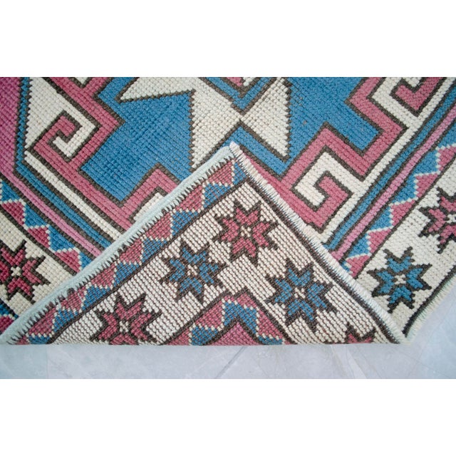 Hot Pink 1970s Small Rug, Entryway Rug, Bath Mat, Kitchen Decor, Turkish Rug, Doormat Yastik Rug 2'7" X 3'5" For Sale - Image 8 of 9