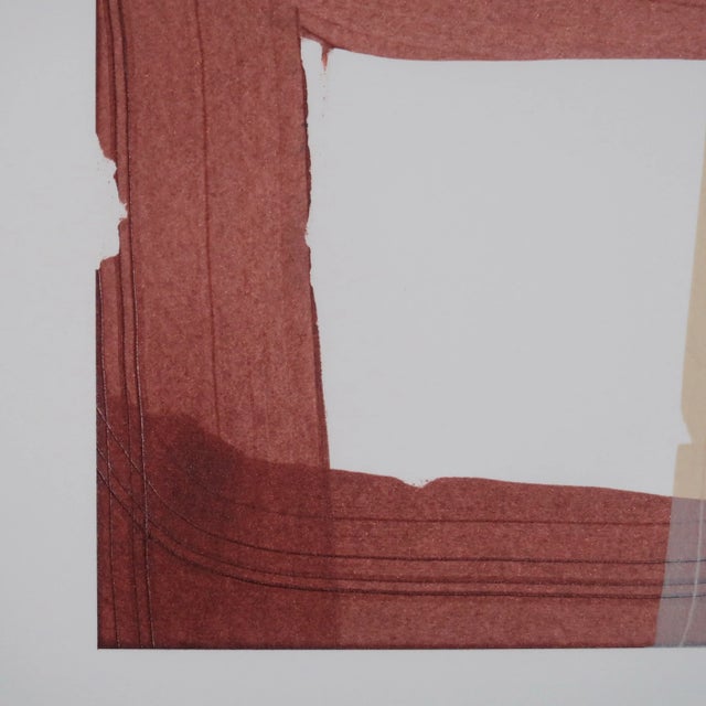 Maroon Original Minimal Abstract Painting in Rust and Sand by Artist Casey R Klein For Sale - Image 8 of 11