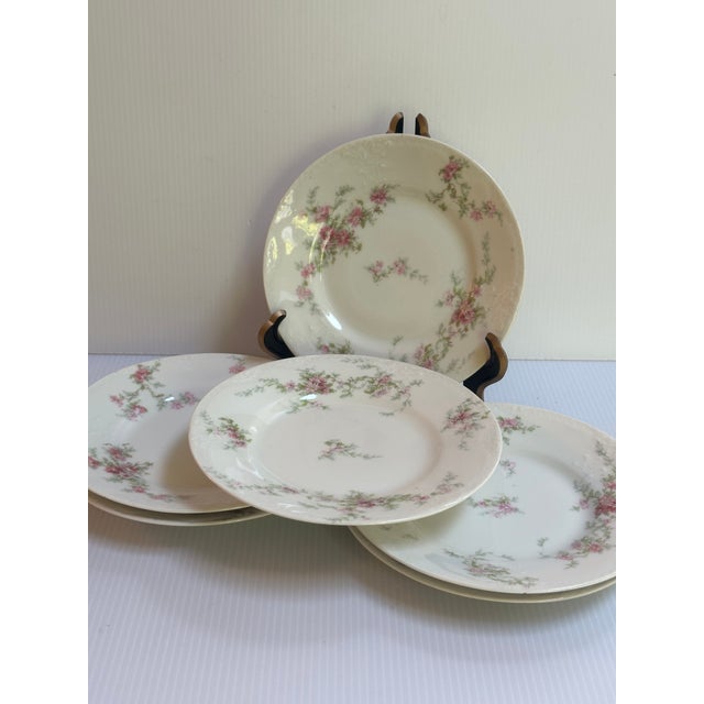 Ceramic Antique Haviland Limoges France Six(6) 6.6"d Dessert Plates Schleiger-151-1 Pink Floral Pattern For Sale - Image 7 of 12