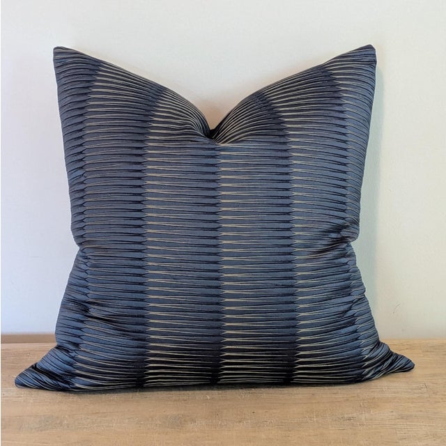 The House of Scalamandre Scalamandre Wavelength Indigo Pillow- Single For Sale - Image 4 of 6