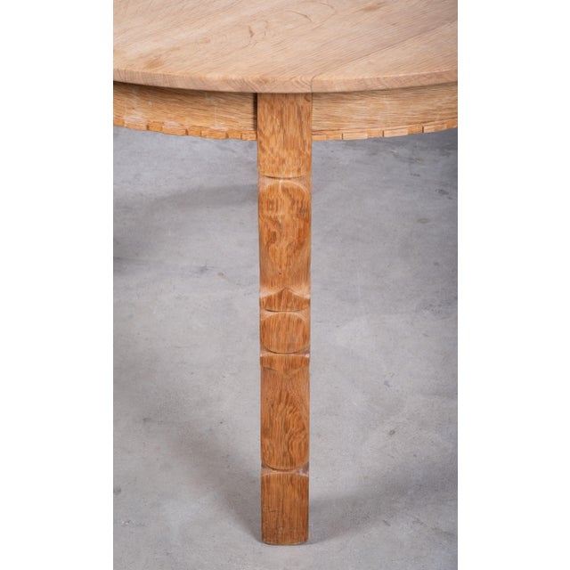 Vintage Brutalist Oak Dining Table with Extensions by Henning Kjærnulf, 1960s For Sale - Image 6 of 11