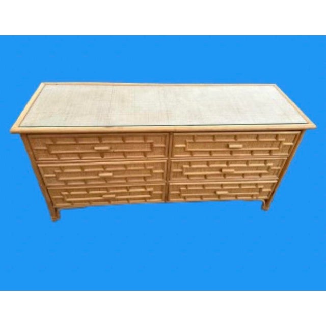 Vintage Organic Modern Restored Woven Rattan Sideboard,Credenza,Console,Dresser With Bamboo Trim Accents For Sale In Miami - Image 6 of 11