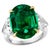 GIA Certified 11 Ct Fine Zambian Emerald & 1.52 Ct Each Trillion Diamond Ring Pt For Sale - Image 15 of 18