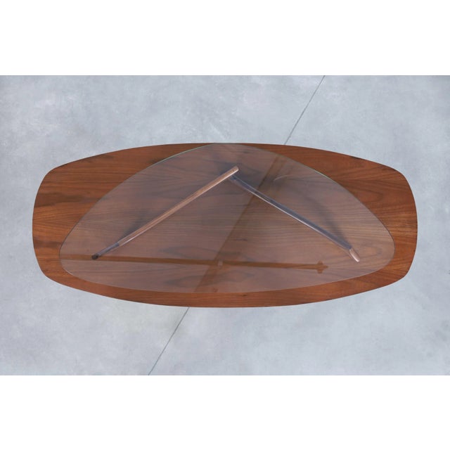 Mid-Century Modern Sculptural Walnut and Glass Coffee Table After Vladimir Kagan For Sale - Image 10 of 12